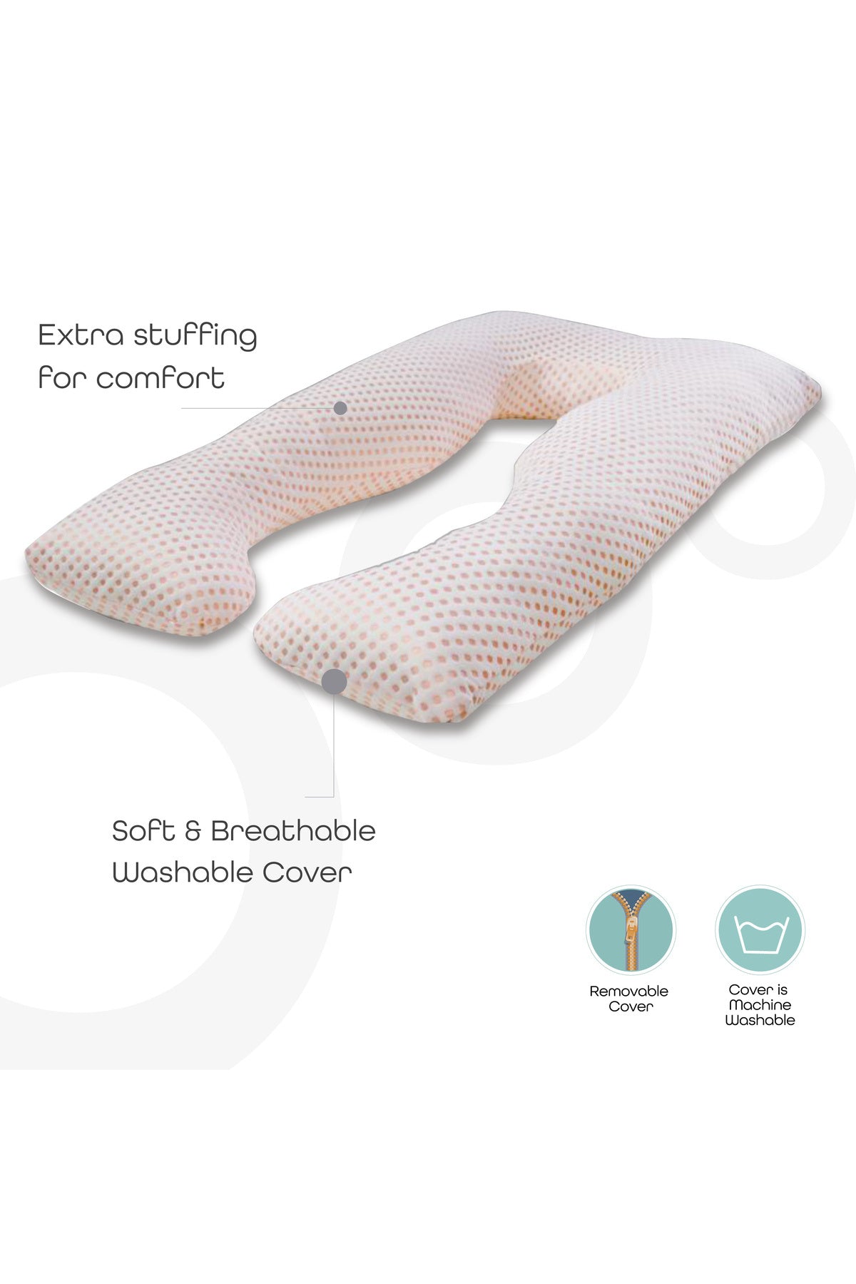 MOON  Full Body Pregnancy Pillow U-Shaped -pink