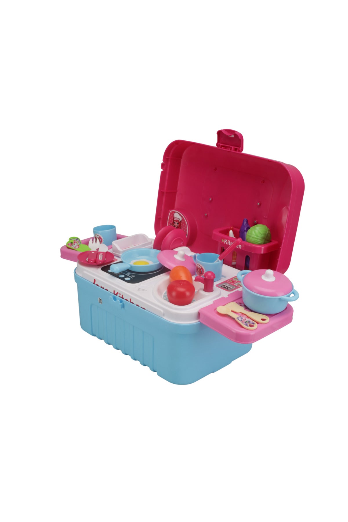 Urban Tots Big Trolly Kitchen Set – Realistic Kitchen Role-Play With Fun Accessories-Pink