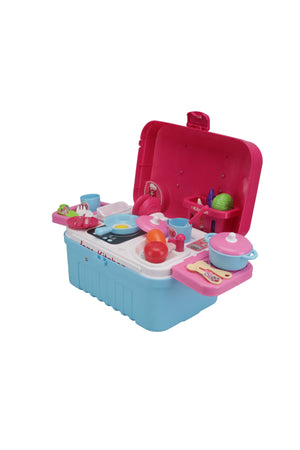 Urban Tots Big Trolly Kitchen Set – Realistic Kitchen Role-Play With Fun Accessories-Pink