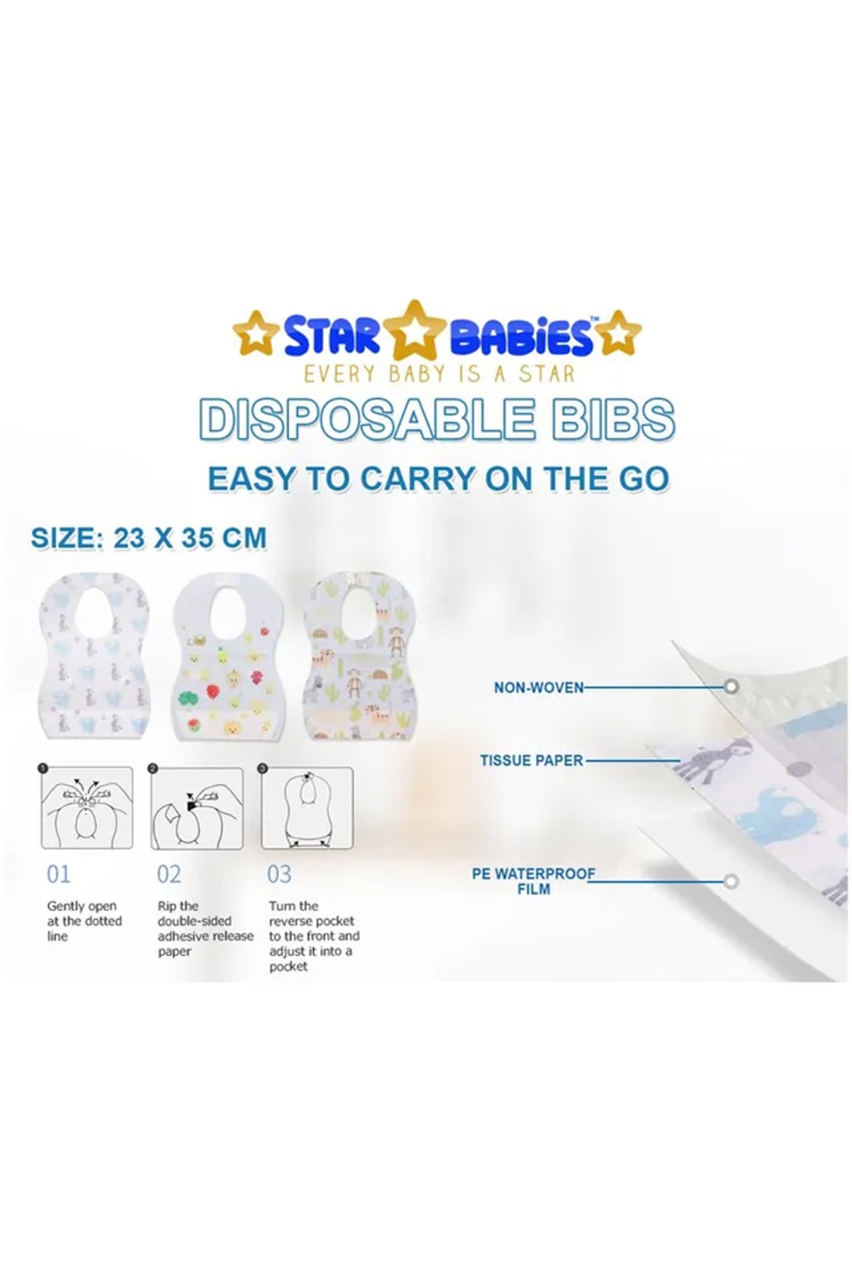 Star Babies - Fruit Printed Disposable Bibs Pack of 200