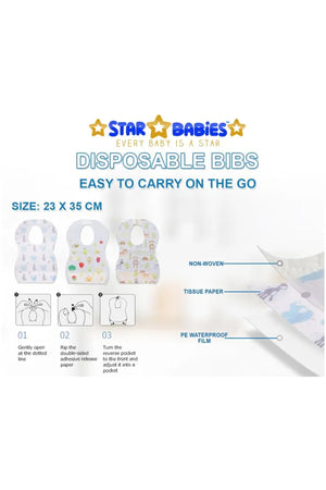 Star Babies - Fruit Printed Disposable Bibs Pack of 200