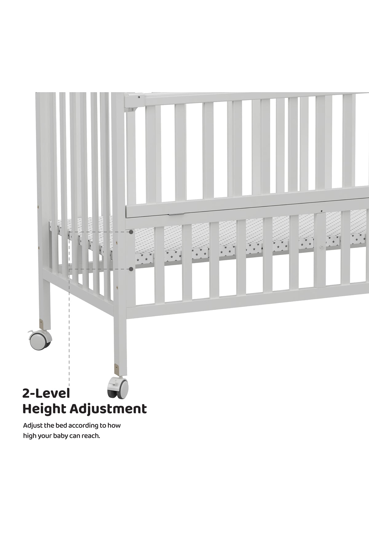MOON Wooden Portable crib(129X69X96 cm) -White