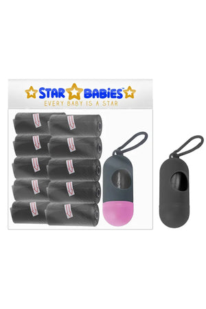 Star Babies - Scented Nappy Bag Pack of 10/150 Bags Black & Assorted Dispenser