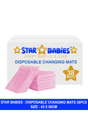 Star Babies - Disposable Changing Pads 38Pcs - Pink