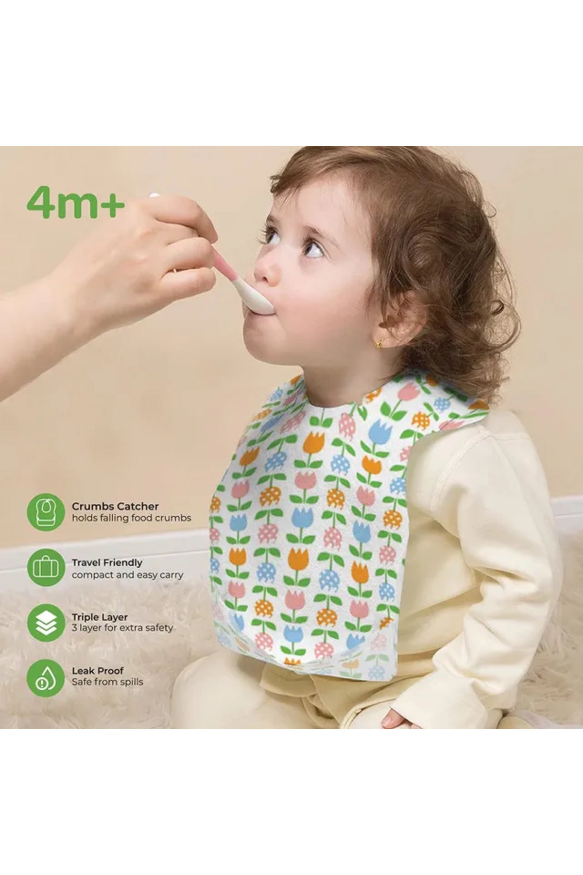 MOON Disposable baby bibs- Flowers (24 x 35 cm)