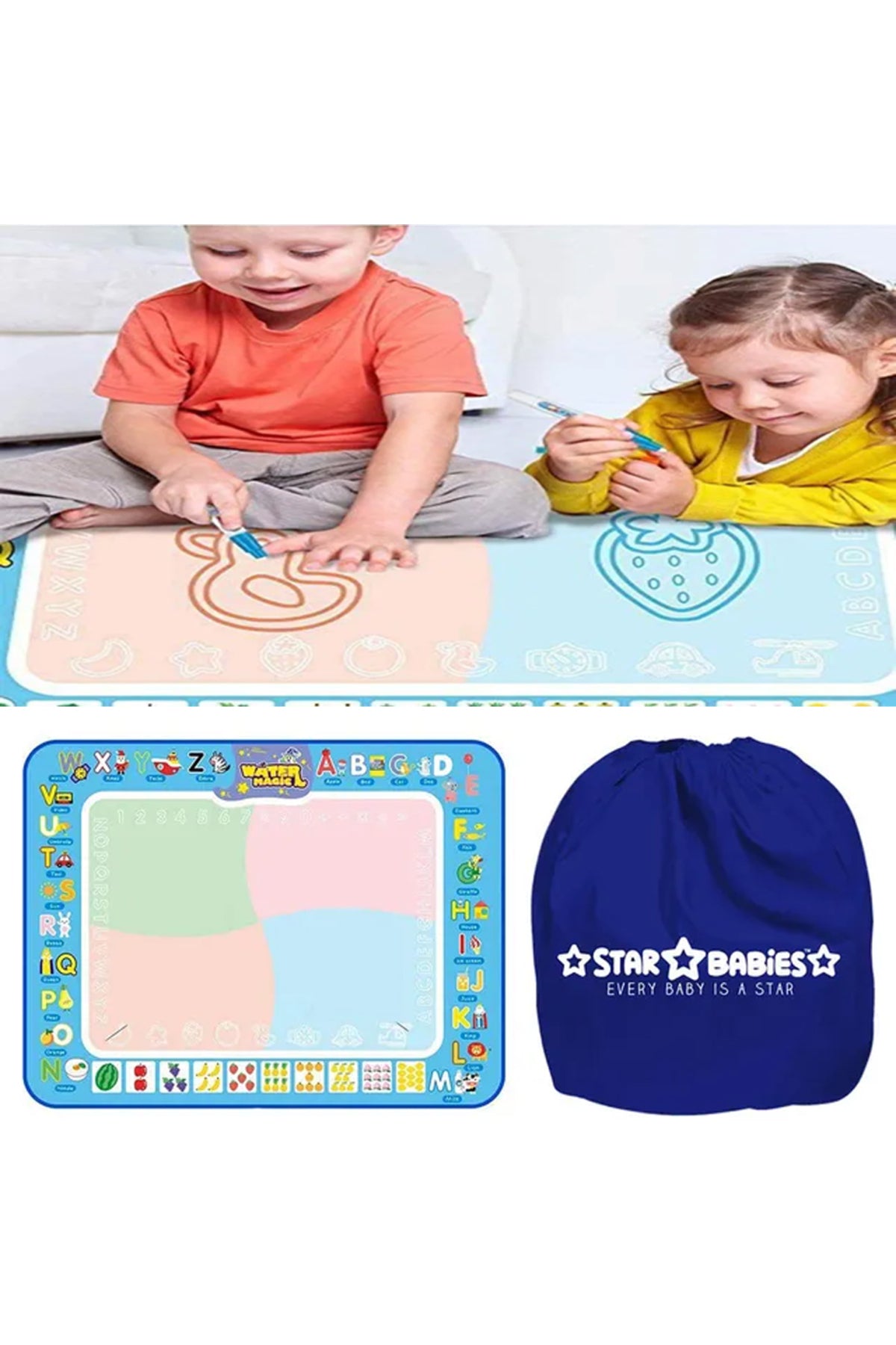 Star Babies Combo Pack (Drawing play mat with Disposable towel pack of 3) -White