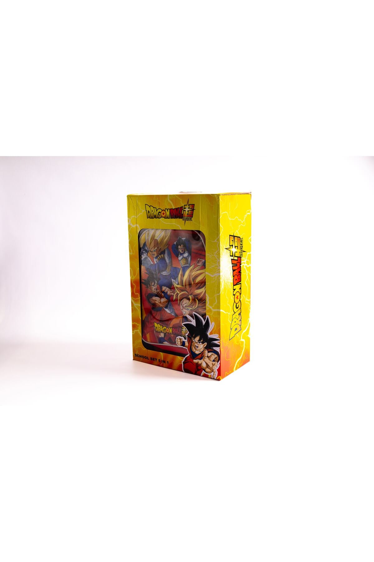 Dragon Ball 5-Piece School Set With 18-Inch Trolley Bag, Lunch Bag, Pencil Case, Water Bottle, And Lunch Box-Red