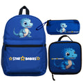 Star Babies 16-Inch Dino Themed Children's Backpack with Adjustable Shoulder Strap for Hiking Large with Bento Lunch Bag and Dual Zipper Pencil Case Pack of 3