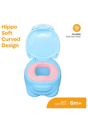 MOON Baby potty Hippo with PU Cushion  - Blue