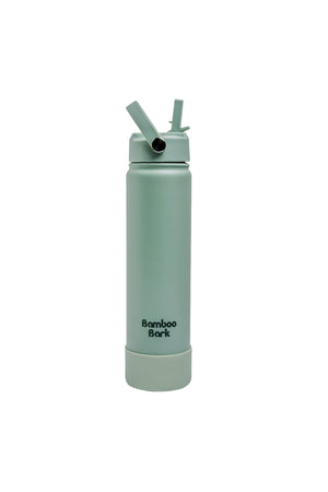 Bamboo Bark 750 ML Insulated Water Bottle with Sipper Lid – Stainless Steel Double Wall Vacuum Flask for Hot & Cold Water Leak-Proof, Reusable Sports Thermos Bottle - (Dull Sage Green)