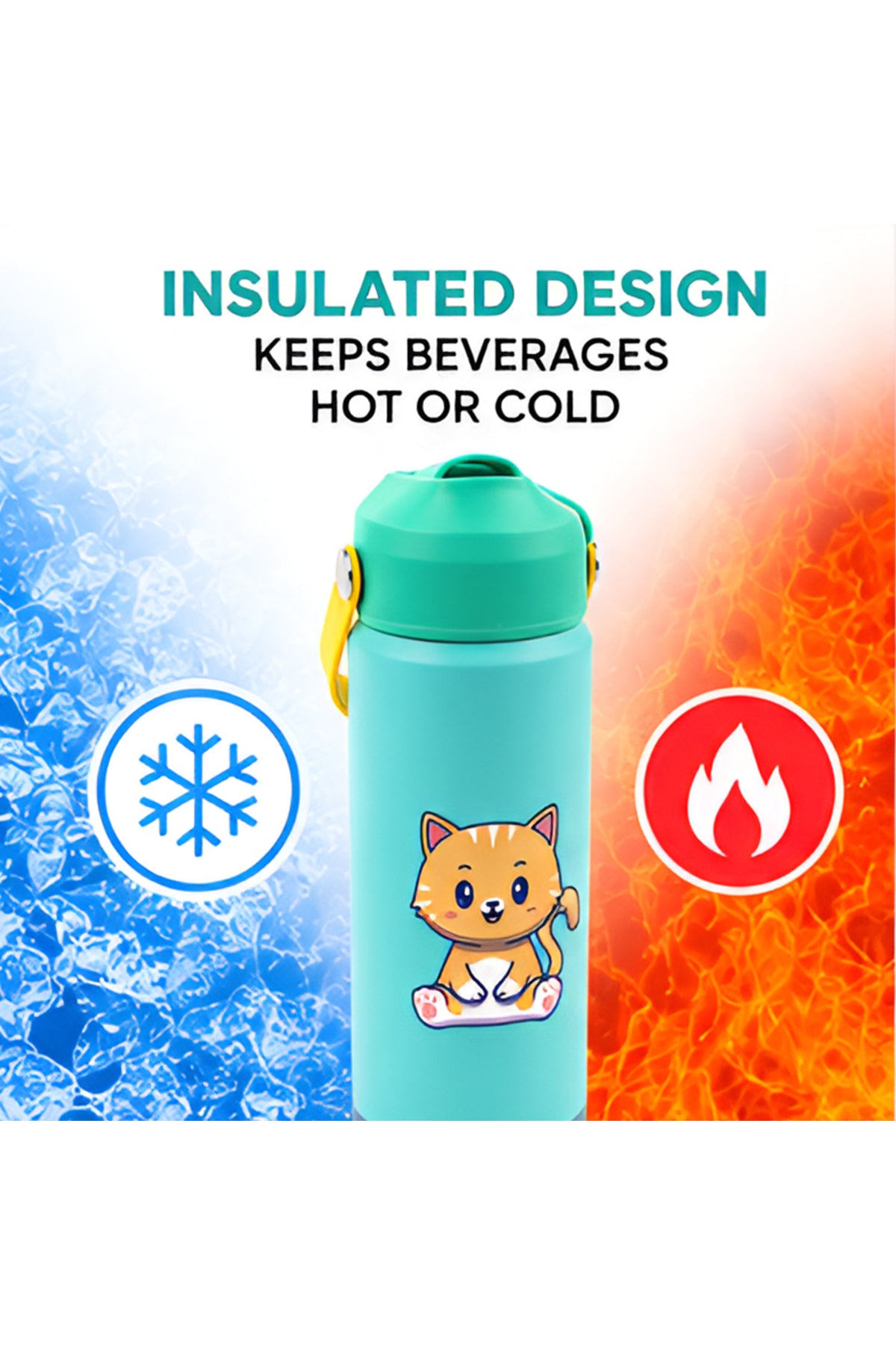 Cocobee-Insulated Stainless Steel Water Bottle, Leakproof, Odour Free, Soft Handle Grip, 500Ml, 3 Years+ – Green
