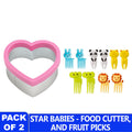 Star babies combo - Fruit picks(10pcs) with sandwich cutter Pink