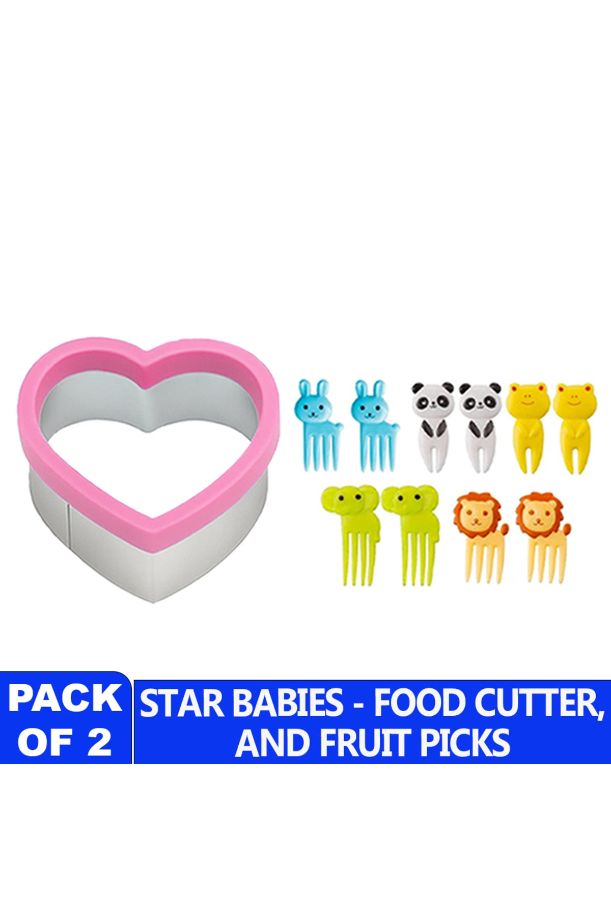 Star babies combo - Fruit picks(10pcs) with sandwich cutter Pink