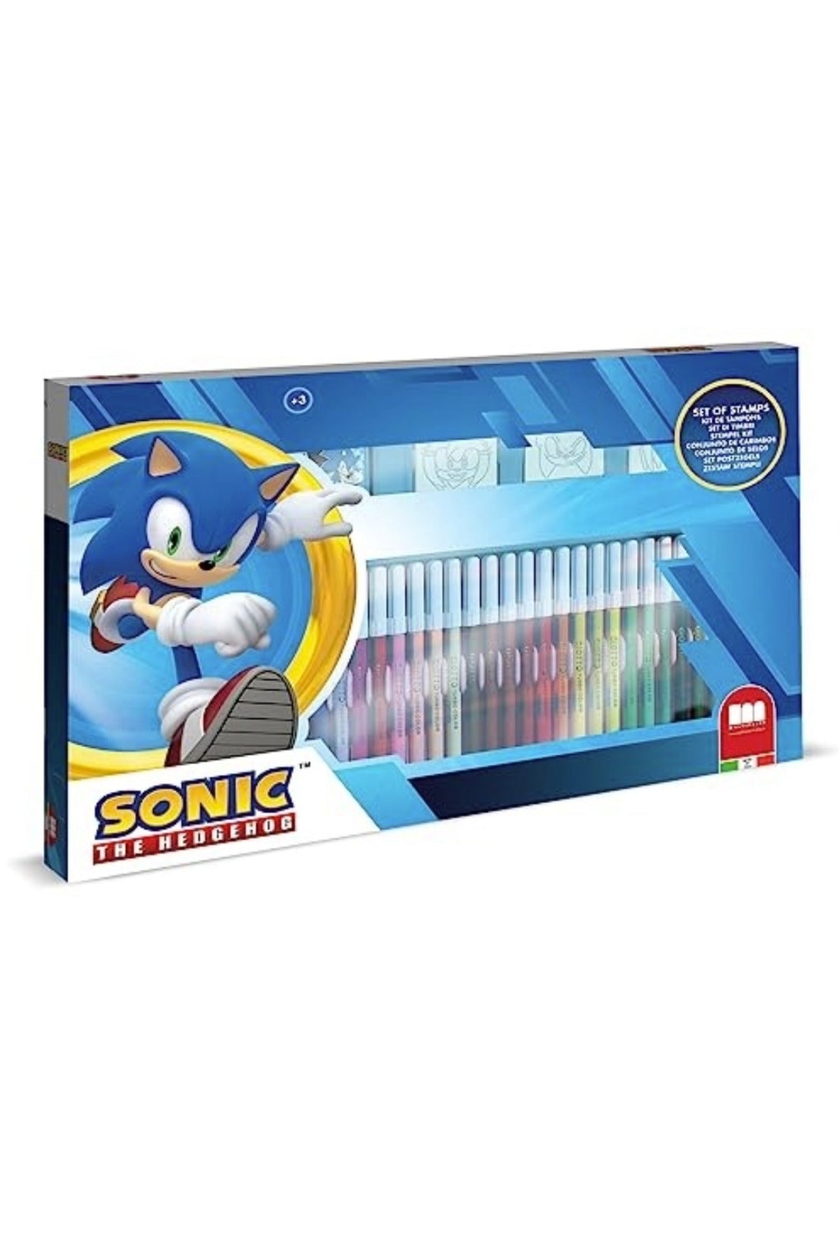 Sonic The Hedgehog 36-Piece Coloring Set – 36 Felt Tip Pens, 3 Stamps, 1 Ink Pad & 1 Coloring Book | Kids Art & Craft Kit | Creative Drawing & Activity Set for Children