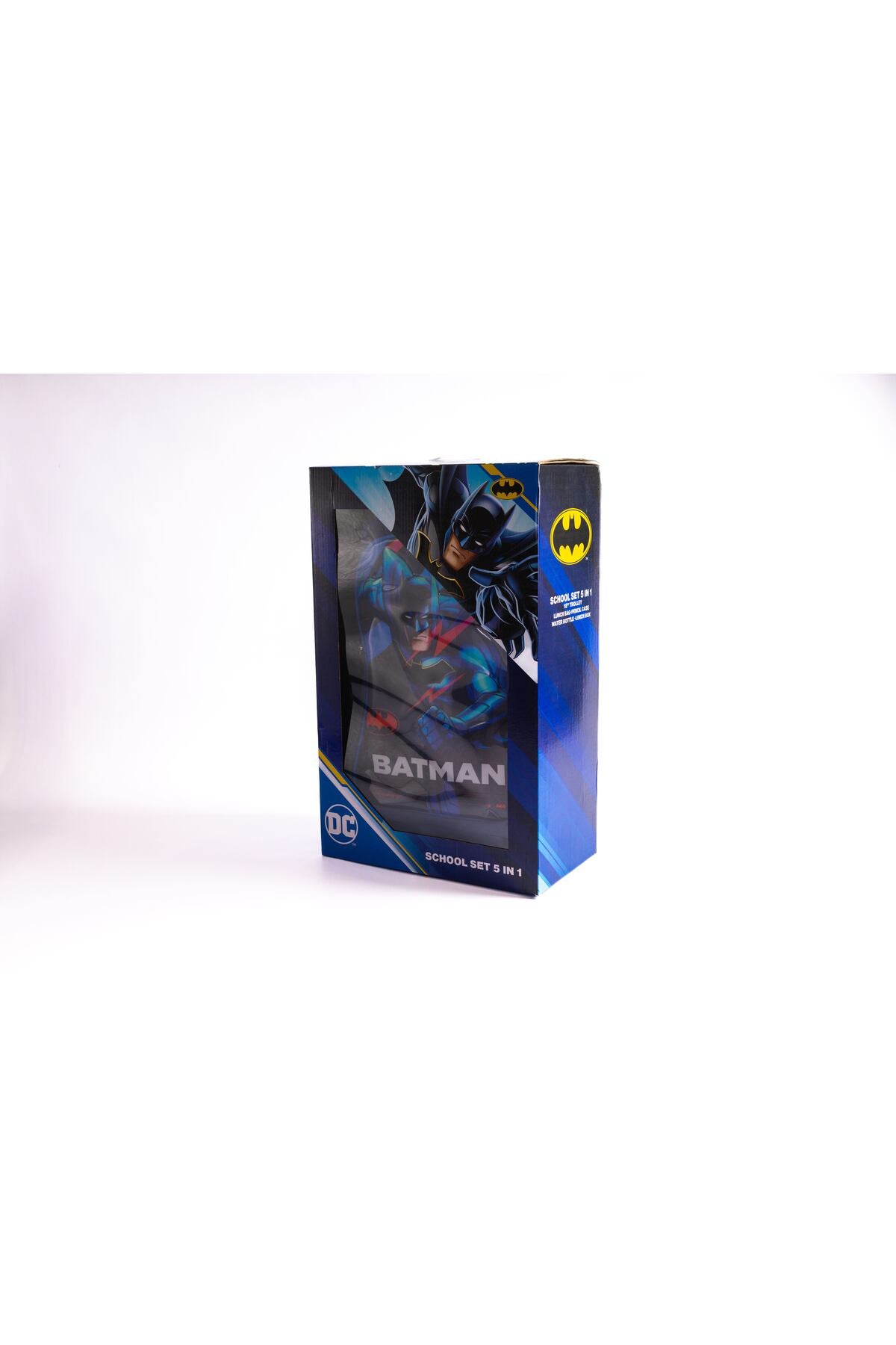 Batman 18" Trolley Bag Set With Lunch Bag, Pencil Case, Water Bottle & Lunch Box – Dark Blue
