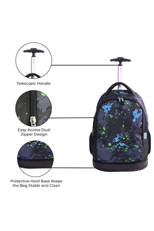 MOON  3 in 1 Kids Trolley Set   - (18-Inch) Premium Kids School Bag with Lunch Bag & Pencil Case-Black