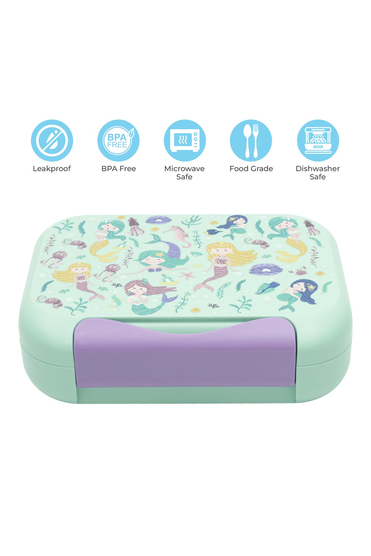 MOON Bentoza Kids Lunch Box –  Leak-Proof Compartments,Microwave Safe,for Toddlers Ages 3–6 -Mermaid
