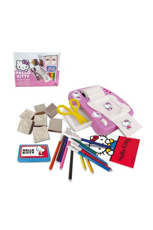 Multiprint Hello Kitty Sticker Machine – Includes 1 Sticker Maker, 1 Album, 12 Markers, 7 Stampers, 1 Ink Pad & Scissors – DIY Sticker Craft Kit for Kids
