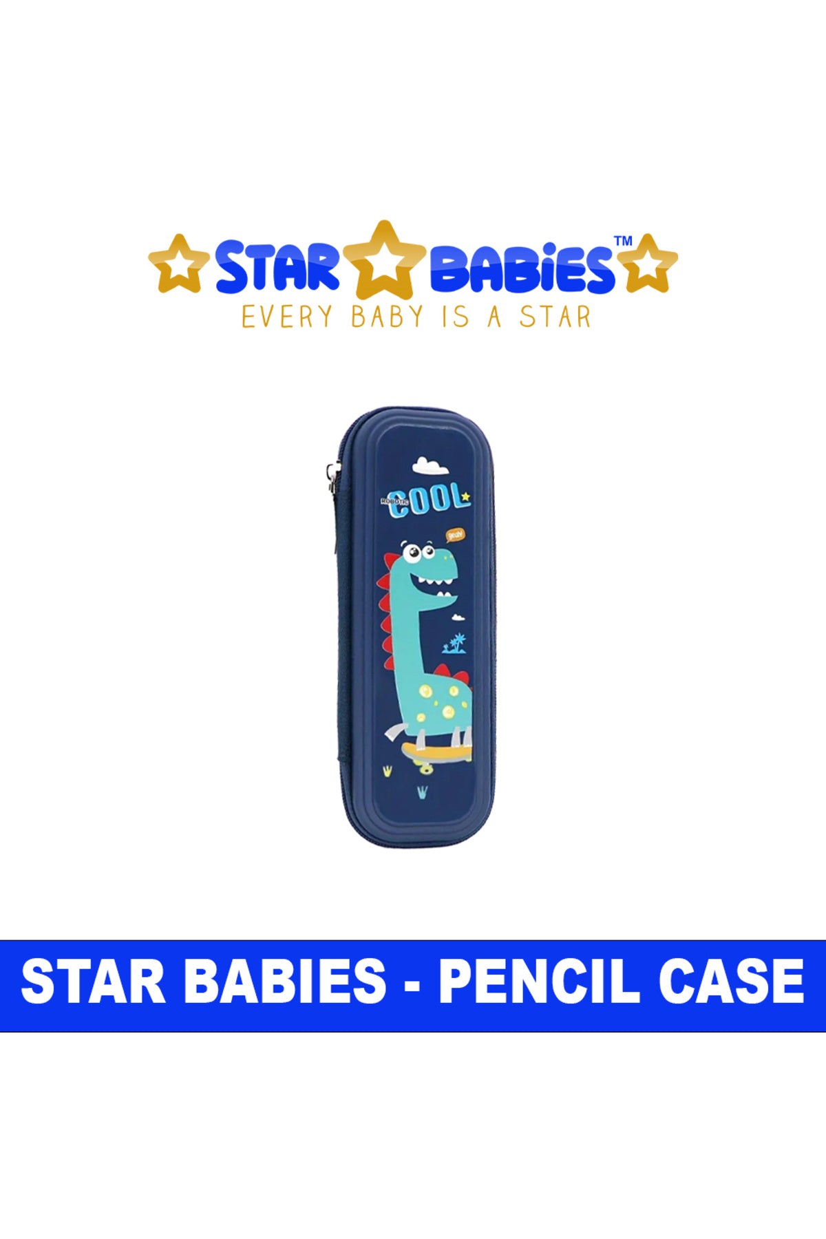 Star Babies Pencil Case, Cute Large Capacity Pen Box for Girls, Stationery Bag Pink Pencil Pouch Organizer with Compartments, Anti-Shock School Supplies Multi-Compartment for Kids Students -Blue