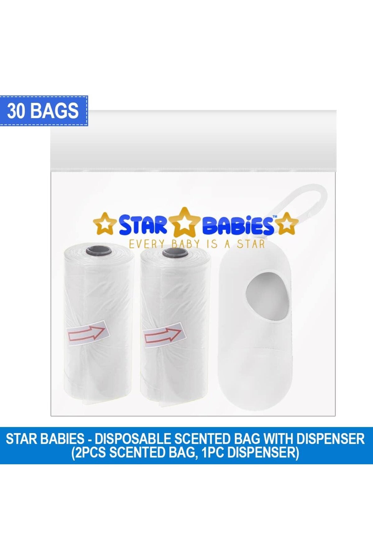 Star Babies - Scented Bag WithDispenser Pack of 2/30 Bags - White