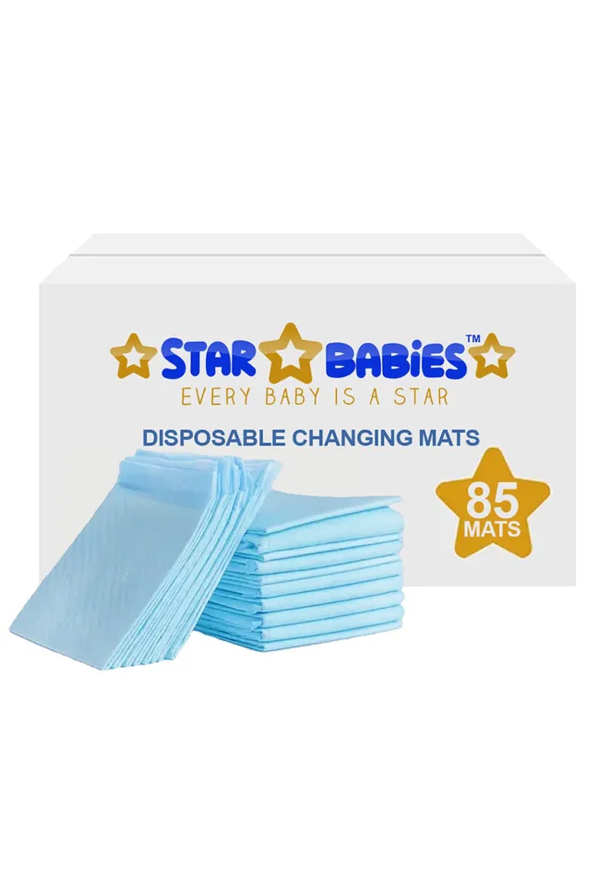 Star Babies - Disposable Changing Mat - L - 45 X 60 cm - 85pcs - Blue