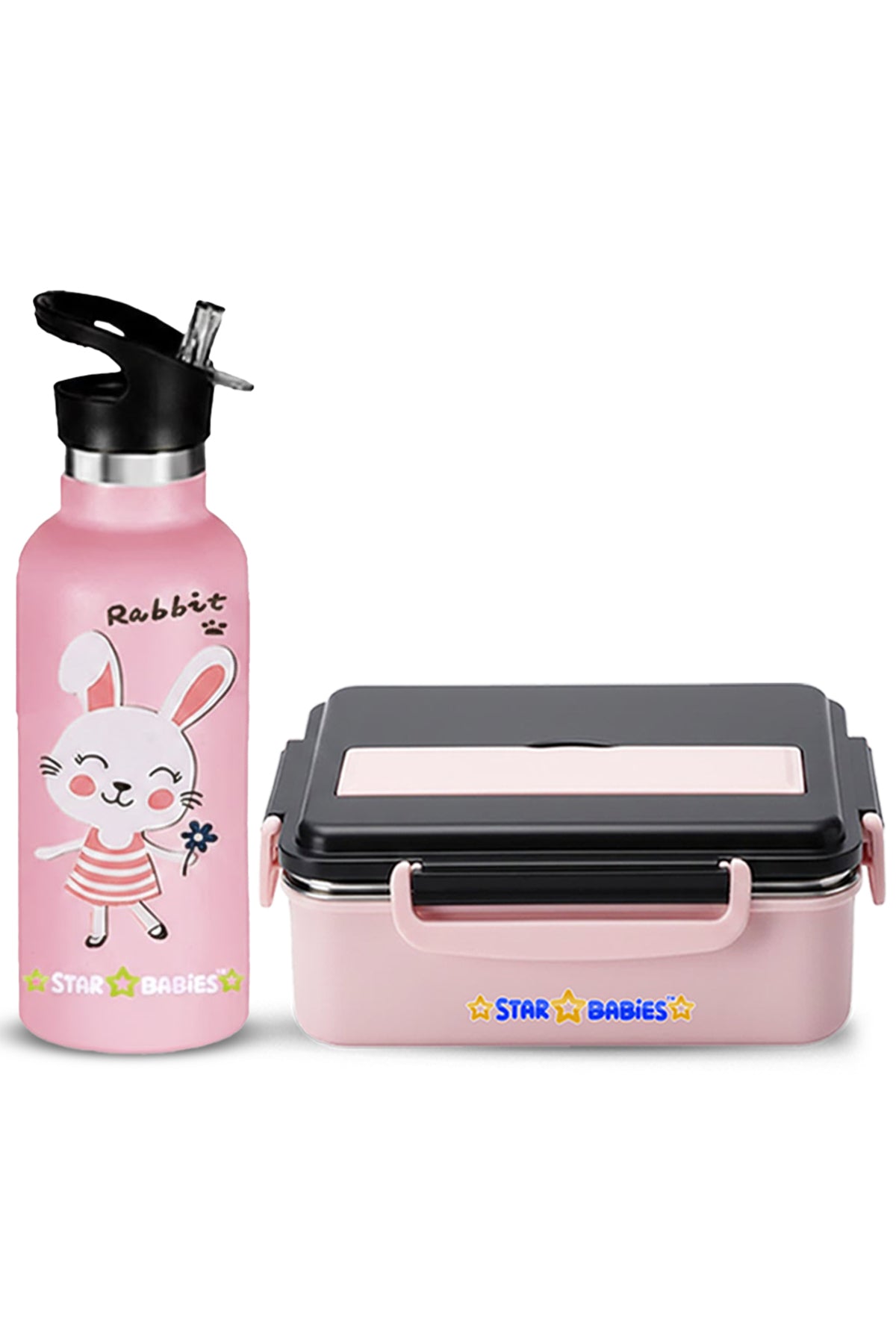 Star Babies Kids Lunch Box & Water Bottle Set | 500ml Stainless Steel Water Bottle | 5-Compartment Food Grade 304 Stainless Steel Lunch Box