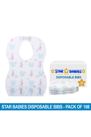 Star Babies Disposable Bibs Pack of 108-Elephant