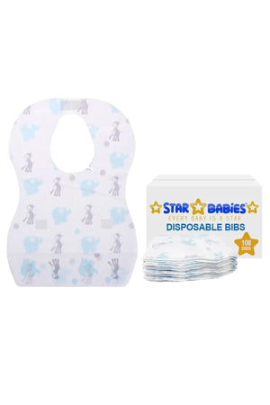 Star Babies Disposable Bibs Pack of 108-Elephant
