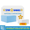 Star Babies - Disposable Changing Mat - Blue - 40pcs With Changing Mat - White - 10pcs