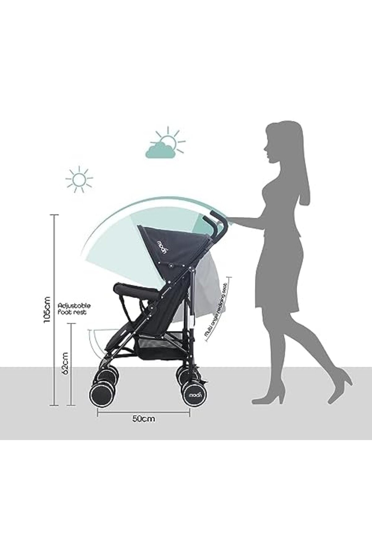 MOON Neo Plus Light Weight Travel Stroller,dark Grey