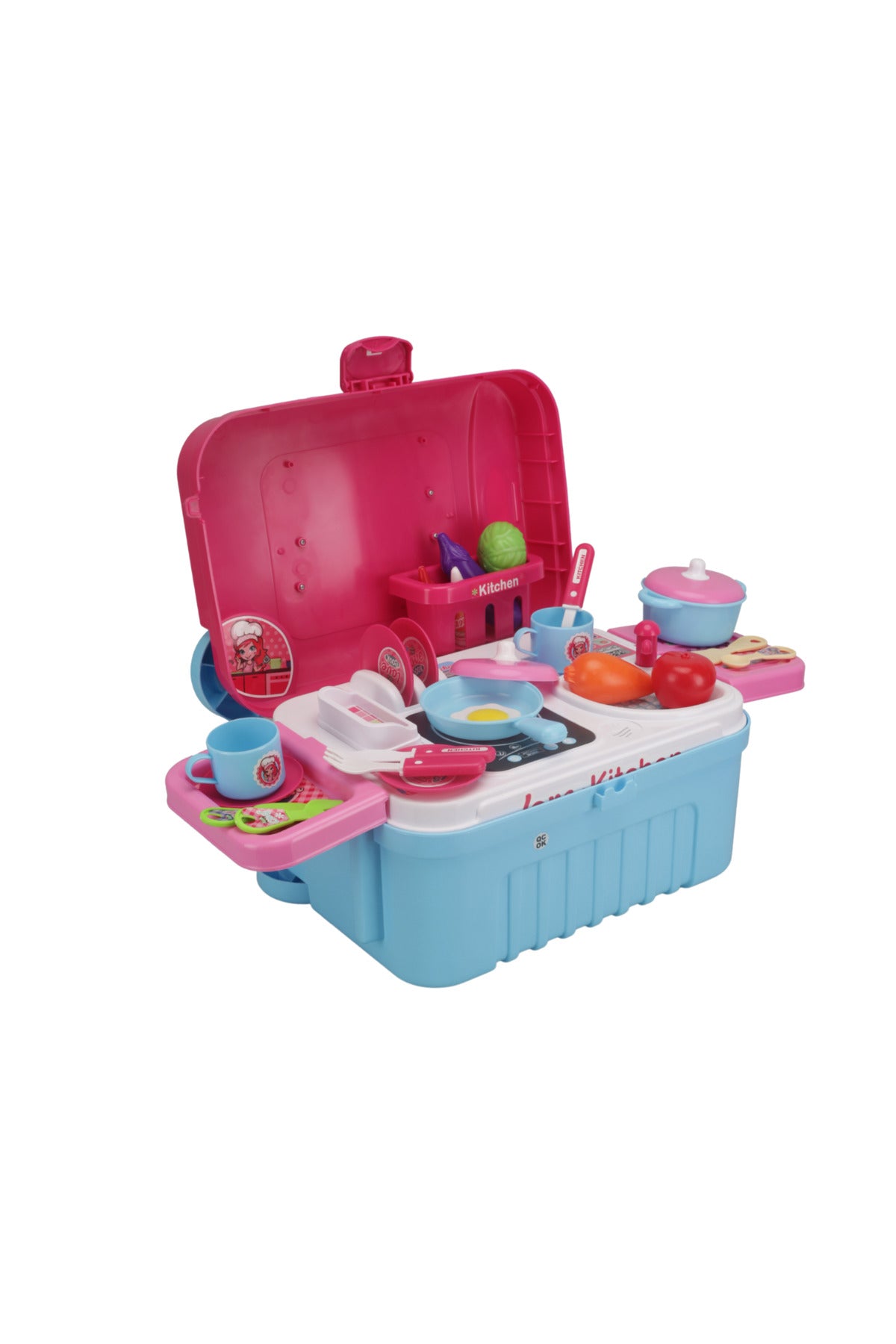 Urban Tots Big Trolly Kitchen Set – Realistic Kitchen Role-Play With Fun Accessories-Pink