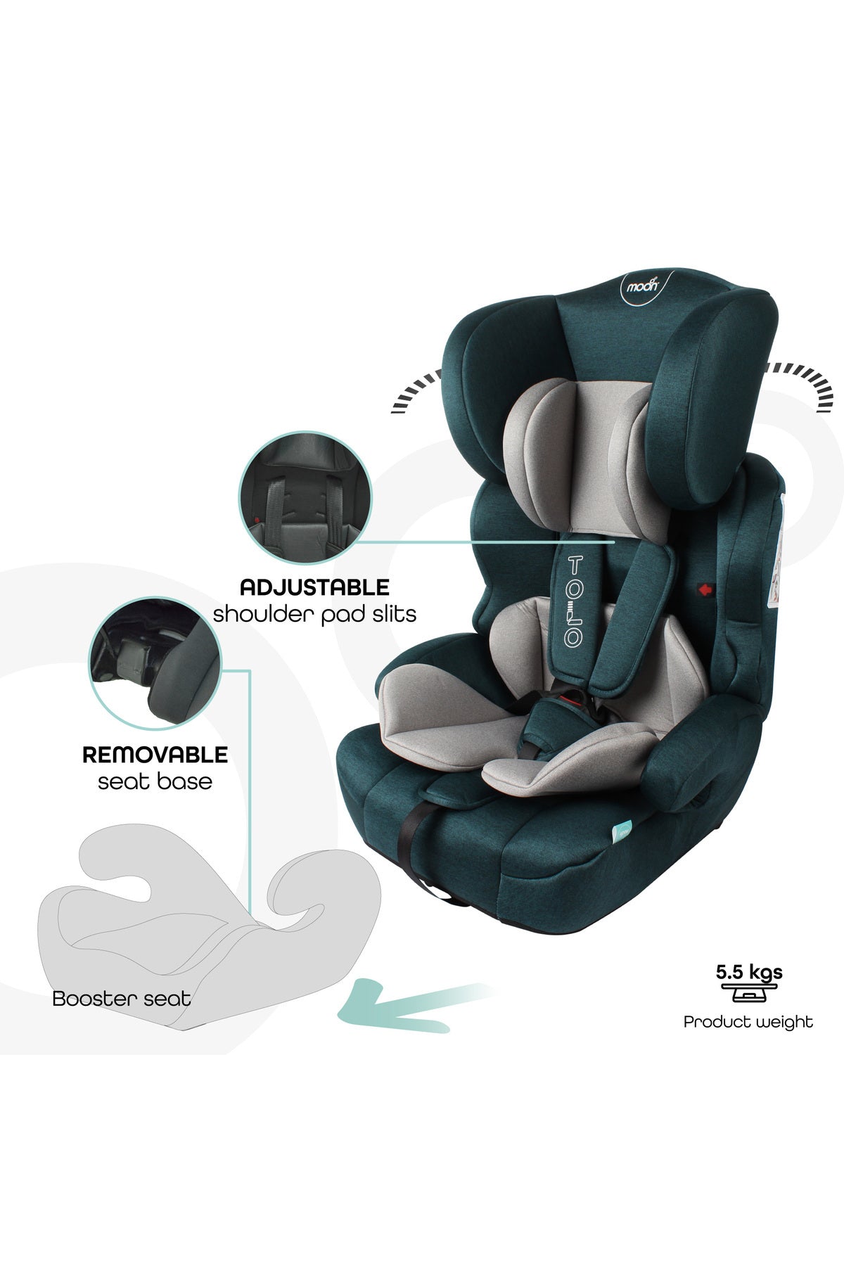 MOON Tolo - Baby/Kids Car seat (Group-1,2,3) -Green