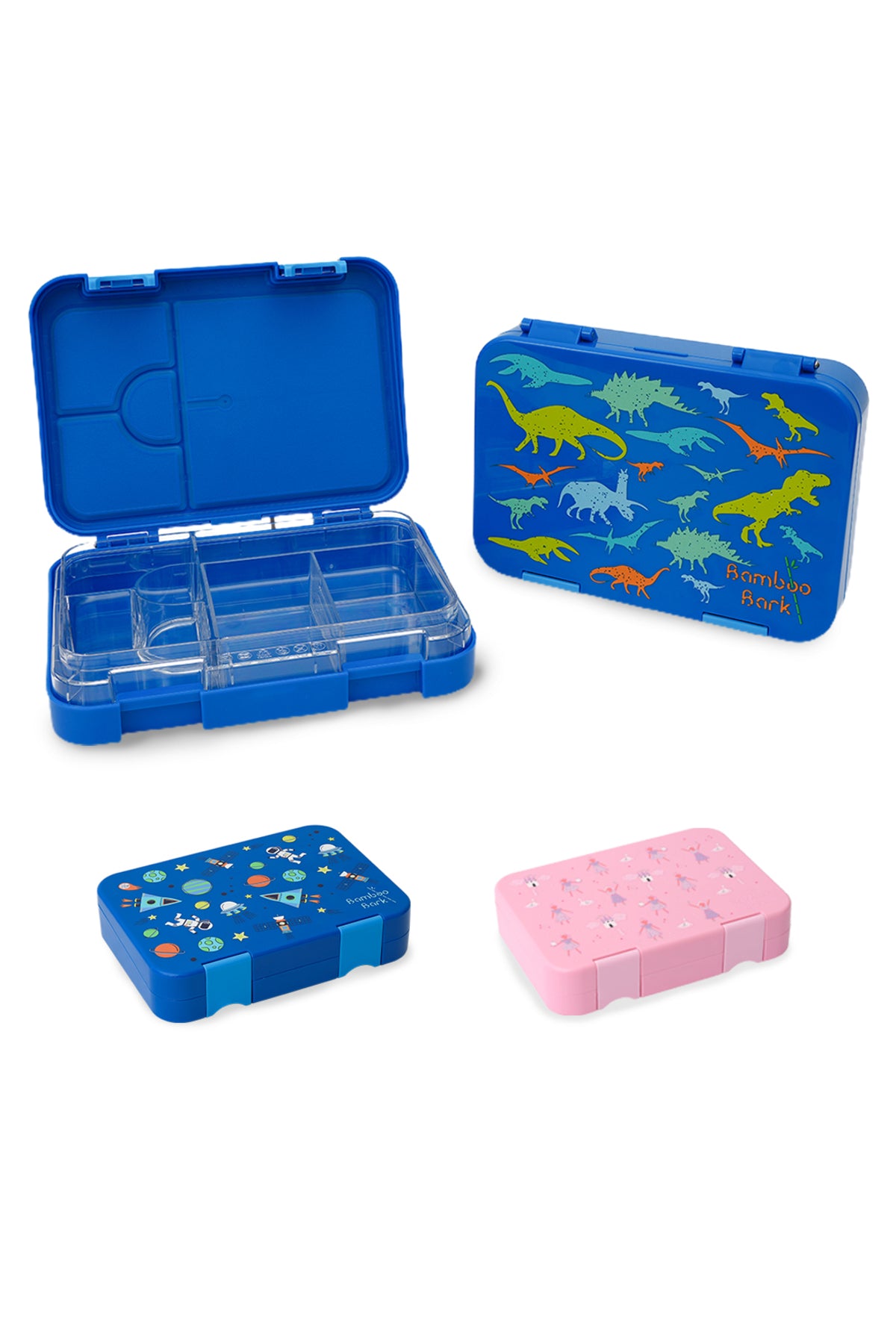 Bamboo Bark childrens kids tritan lunch box, bento, snack box with compartments for school nursery toddler lunchbox
