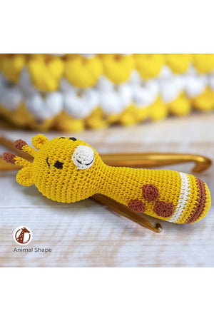 MOON Handcrafted Crochet Knitted Loop Rattle Toy-Giraffe
