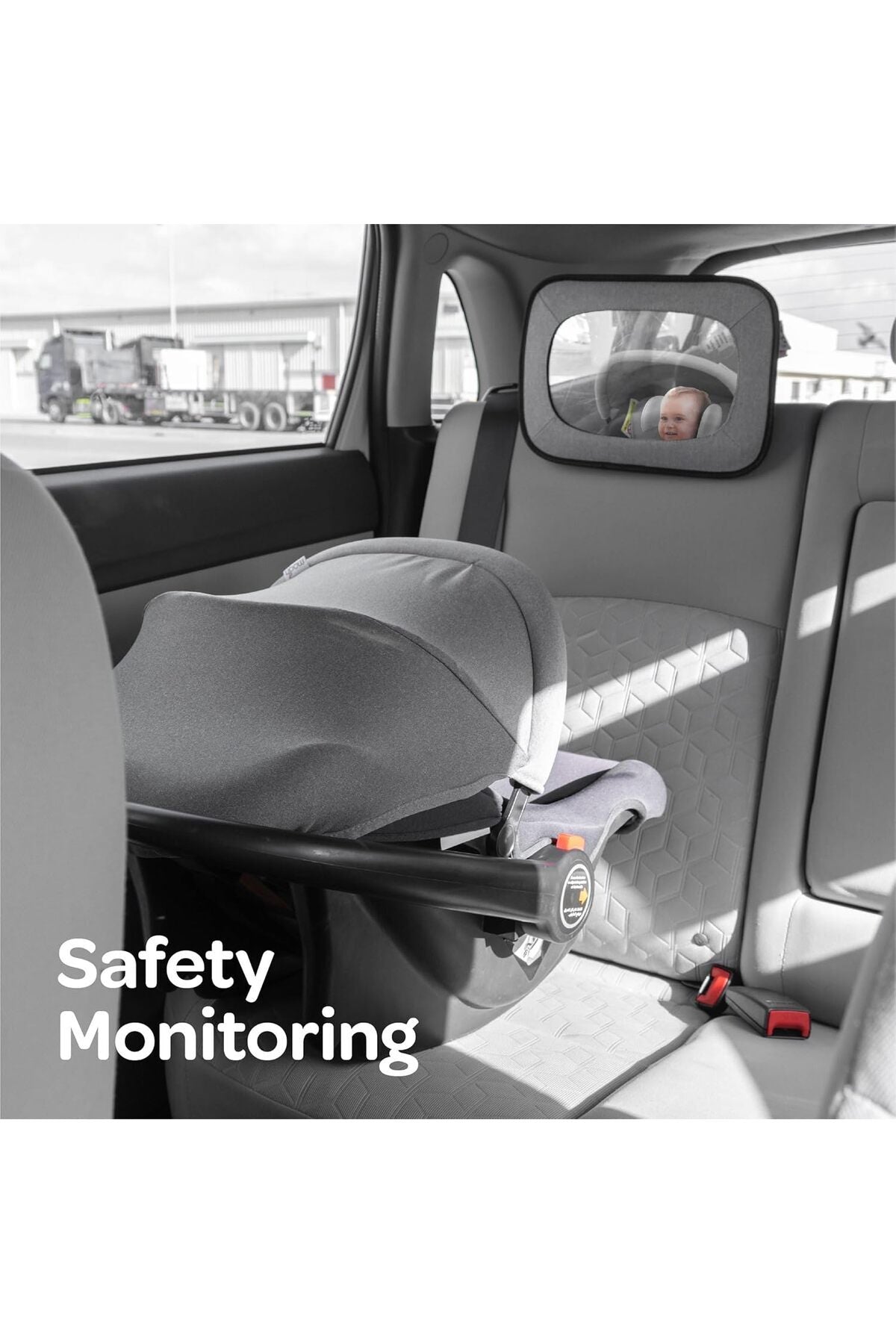 MOON Baby Back Seat Mirror - Universal Fit, Anti-Slip, 360-Degree -Grey
