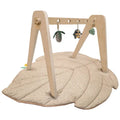 MOON Natures Nook Maple Leaf Shaped Baby Playmat with Wooden 'A' Frame Arch-Tummy Time for 6M+ Toddlers - Beige