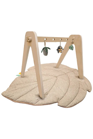 MOON Natures Nook Maple Leaf Shaped Baby Playmat with Wooden 'A' Frame Arch-Tummy Time for 6M+ Toddlers - Beige