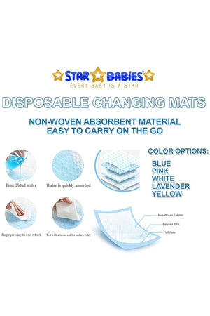 Star Babies - Caddy Diaper Bag with Disposable Changing Mat - 10pcs - Grey/Pink