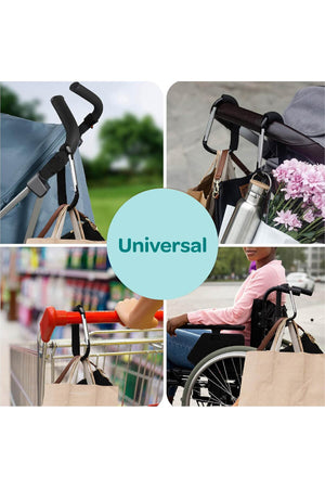 MOON Hands-Free Baby Stroller Hook - Durable, Lightweight & Strong - Black