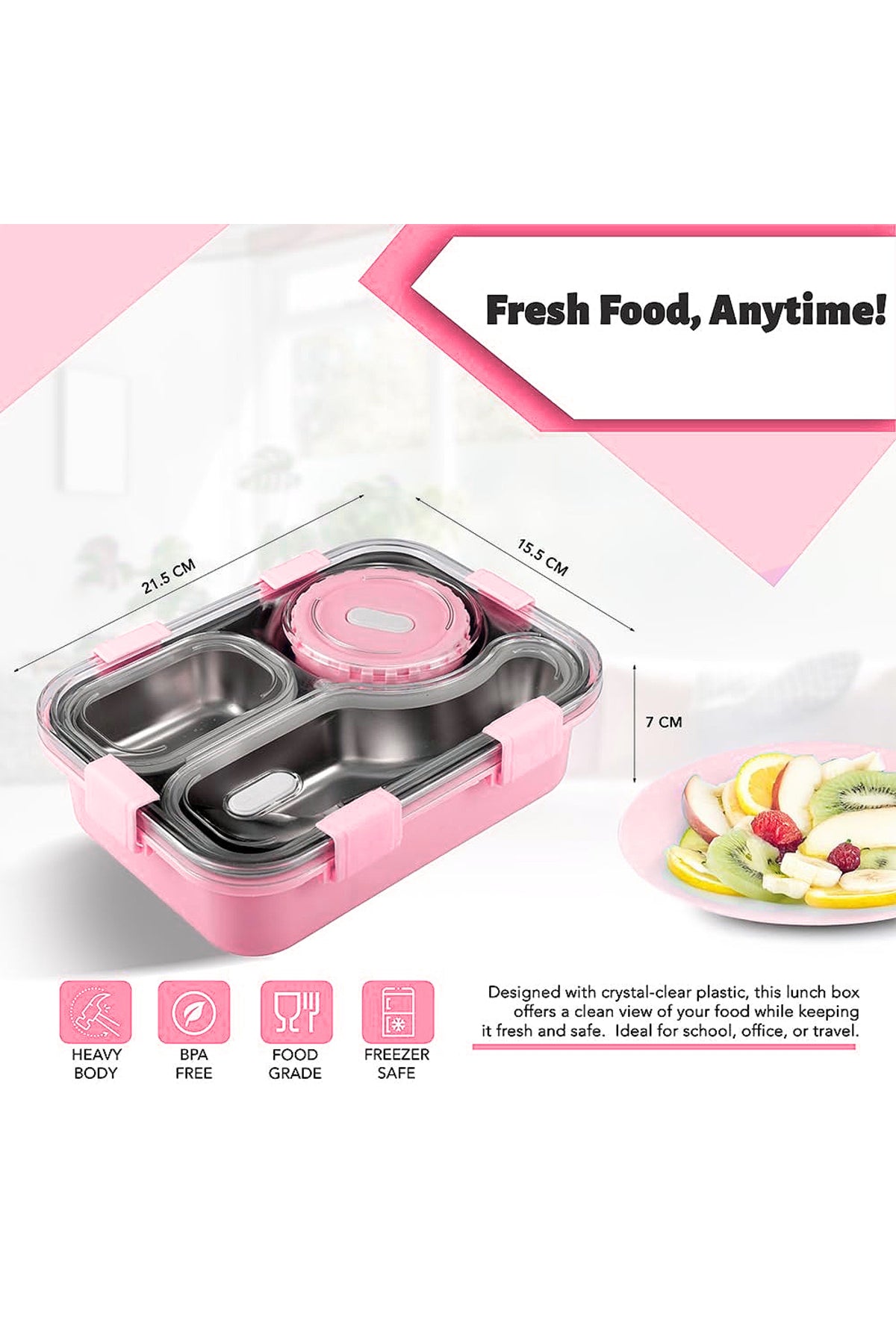 Star Babies Kids Lunch Box & Water Bottle Set | 500ml Stainless Steel Water Bottle | 3-Compartment Food Grade 304 Stainless Steel Lunch Box