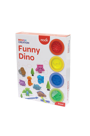 MOON Funny Dino Dough Creations Set of 4 with Molds for 3+ Years – Multi Color.