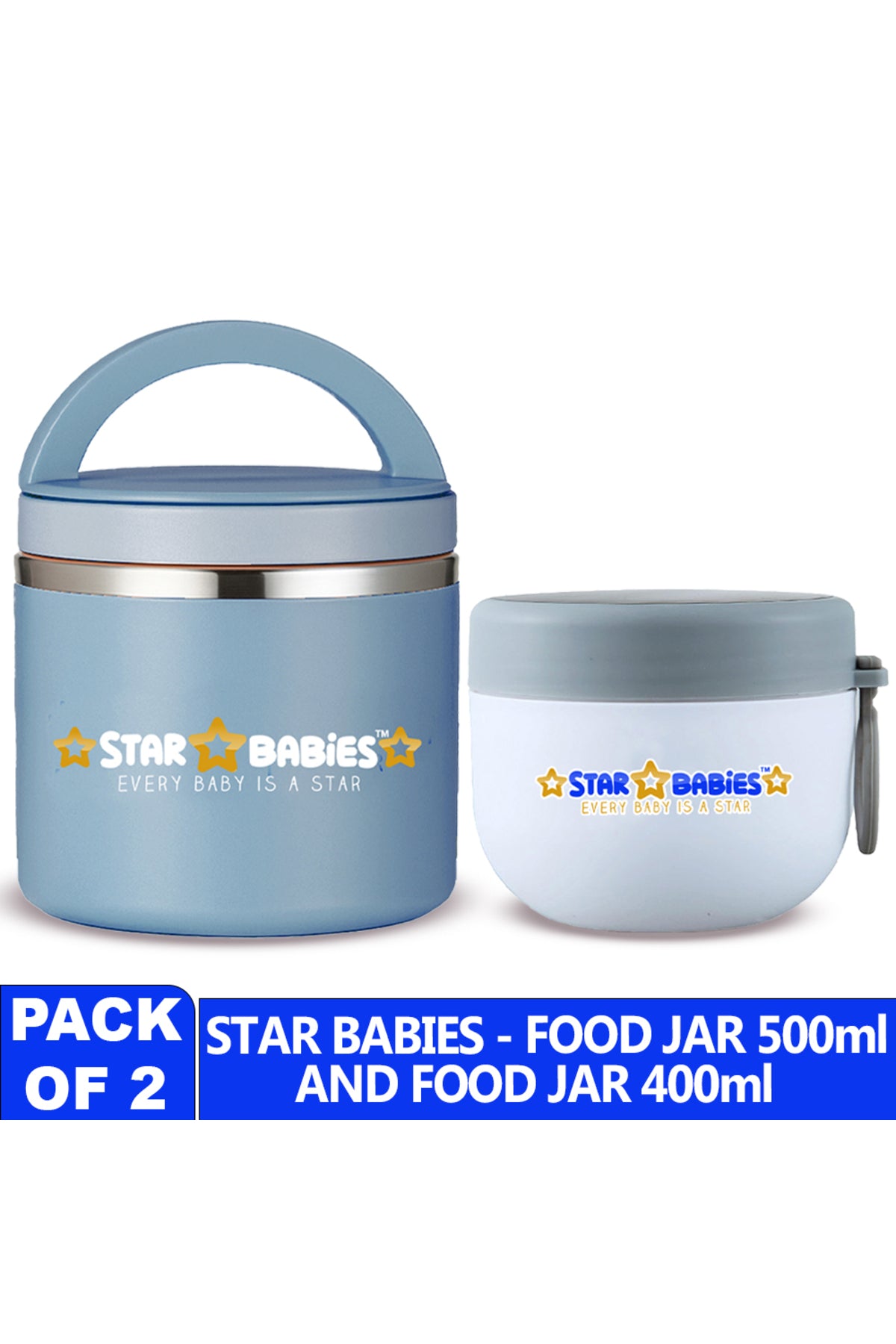 Star Babies - Stainless steel Food jar set of 2 combo for food / soup / salad .