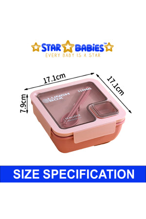 Star Babies - Lunch Box With 2 Compartments, Spoon And Fork - Pink - 1100ml