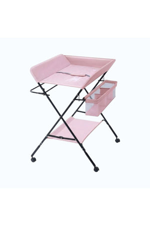 Portable Baby Changing Table with Storage Organizer & Wheels – Pink