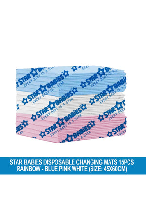 Star Babies - Disposable Changing Mats - 45 x 60 cm - 15pcs - Rainbow