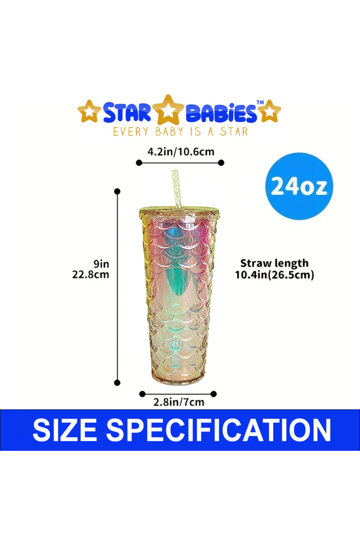 Star Babies - Shiny Bling Glitter Dimond Bottle With Lid And Straw - 750ml