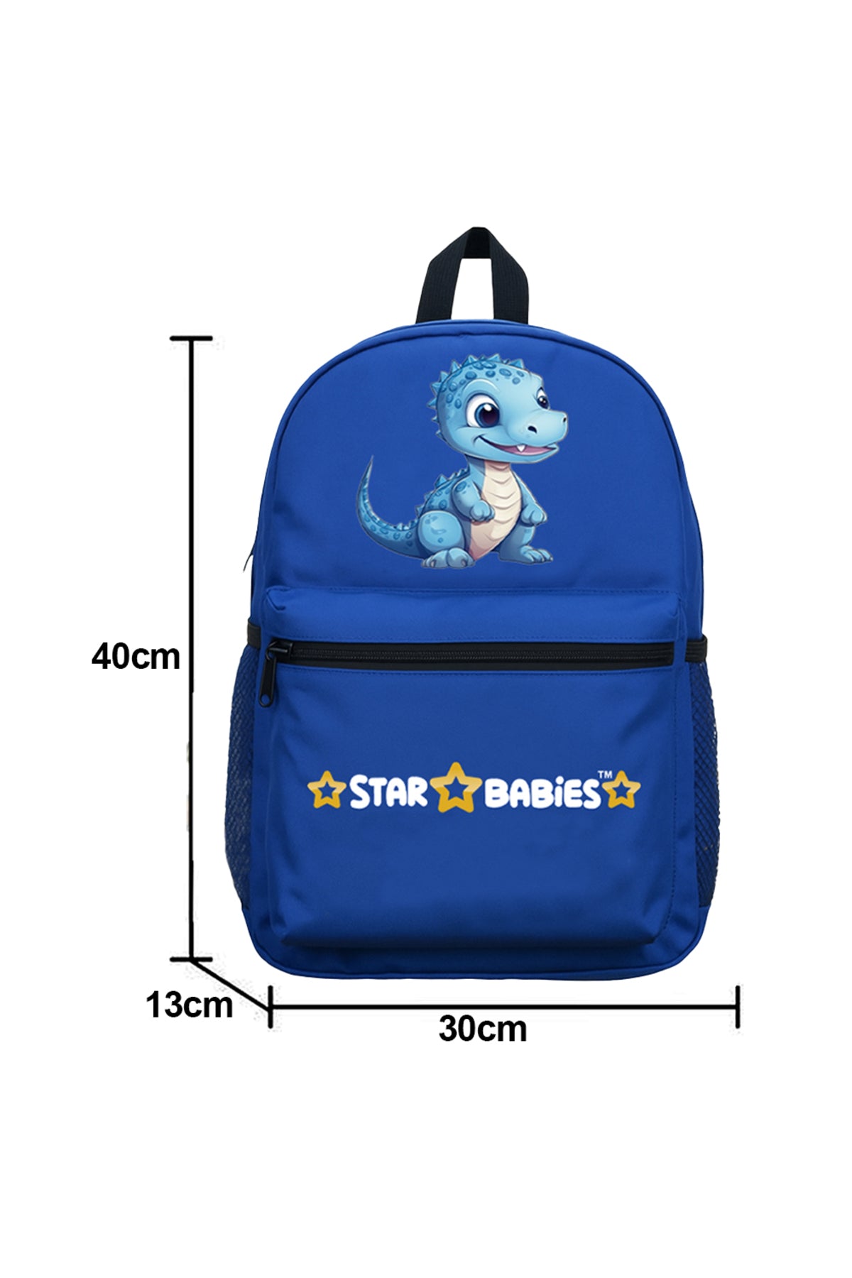Star Babies Set of 4 – Blue Dino Theme 16" School Bag, 4-Compartment Lunch Box, Insulated Lunch Bag, 500ml Water Bottle