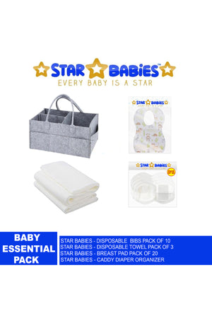 Star Babies - Caddy Organizer Diaper & Bibs 10pcs & Breast Pad 20pcs & Towel 3pcs - Grey