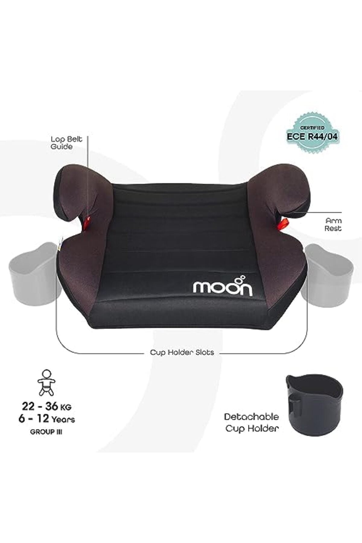 MOON Kido Baby Booster Car Seat with isofix-  Black