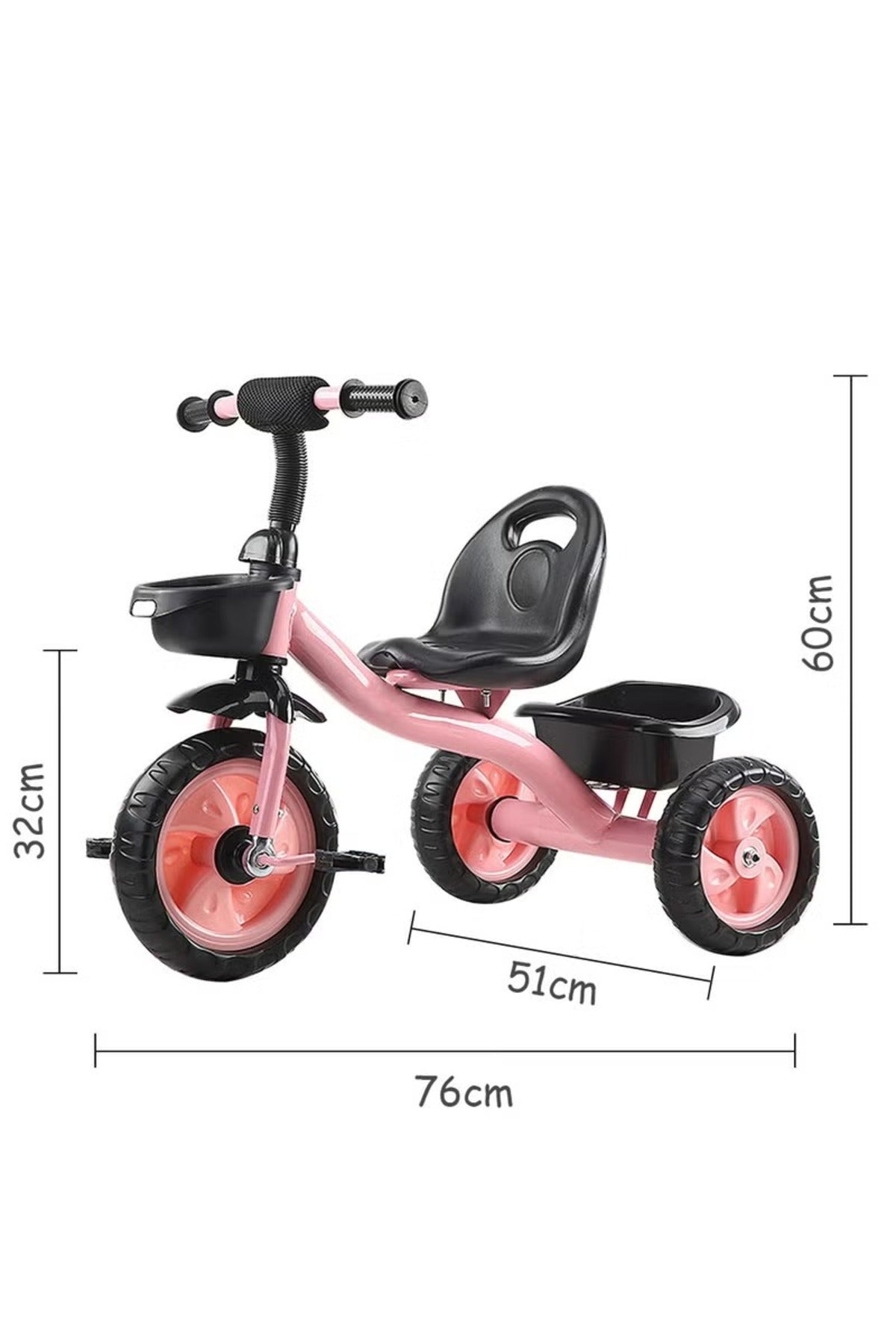 StarMarz Toddler 3-Wheel Tricycle Ride-On Toy with Safety Seat, Cup Holder & Rear Storage Basket - Pink